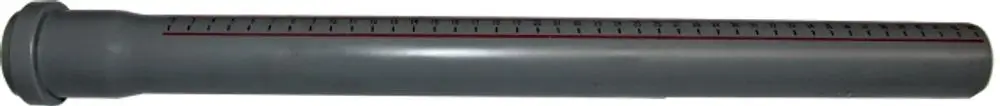 Graues Rohr mit Skala, hergestellt aus Polypropylen, zur Anwendung bei Wolf-Produkten. Das Rohr hat eine gerade Form und eine gekennzeichnete Messskala entlang der Länge.